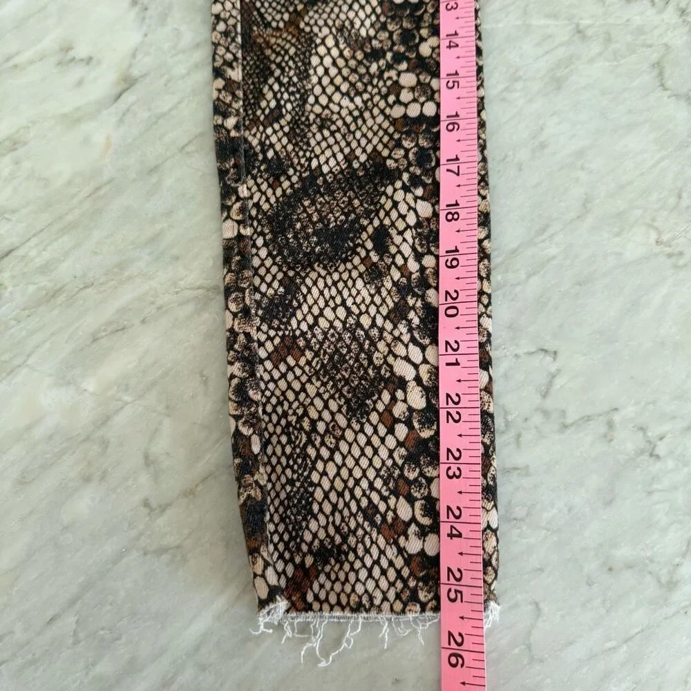 Free People We The Free Raw High Rise Snake Print Skinny Jeans Womens Size 26